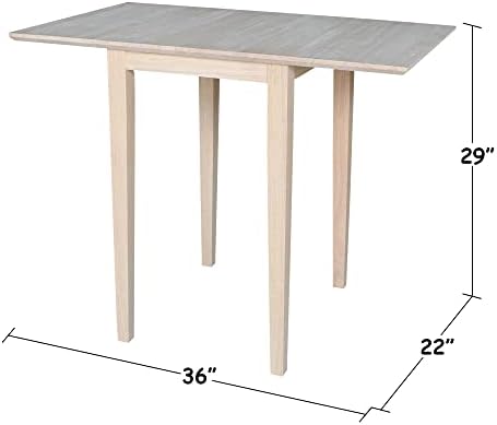 IC International Concepts Solid Wood Small Drop Leaf Table, Unfinished