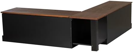 Linon Harris Black and Walnut Backless Kitchen Dining Nook with Hidden Storage Bench Space