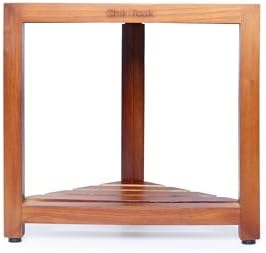 Small Teak Corner Shower Stool for Shaving Legs - 12.4-Inch Wooden Foot Rest ...