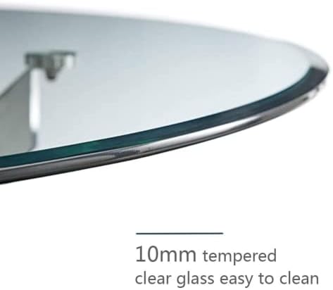 Round Tempered Glass Dining Table Set with Black Metal Legs