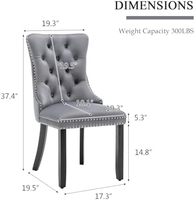 Eifizek Dining Chairs Set of 4 Upholstered Chairs with Tufted Back, Grey