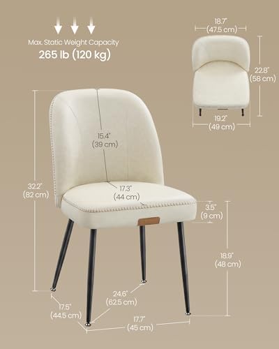 VASAGLE Dining Chairs Set of 6, Upholstered Kitchen Chairs
