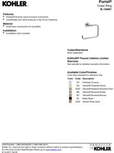 KOHLER 14441-BN Purist Towel Ring, Wall-Mount Towel Ring, Bathroom Towel Hold...