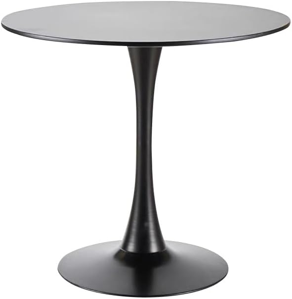 24" Round Dining Table for 2 MDF Table Top and Heavy Metal Dining Table Leg for Kitchen Dining Room Apartment Small Space(Black)