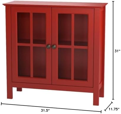 OS Home and Office Furniture 31.5" Wood Accent Display Cabinet in Red