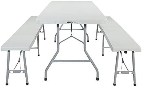 Office Star Resin Furniture for Indoor or Outdoor Use, 3-Piece Set, 2 Folding...