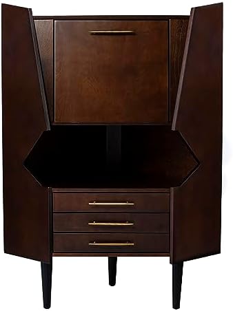 SEI FURNITURE Larson Corner Storage Bar Cabinet, brown.