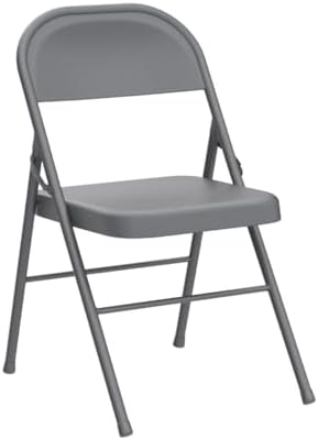 COSCO All-Steel Metal Folding Chair, Full-Sized, Double Braced Gray, 4-Pack
