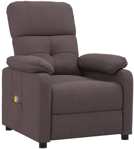 vidaXL Massage Recliner Dark Brown Fabric