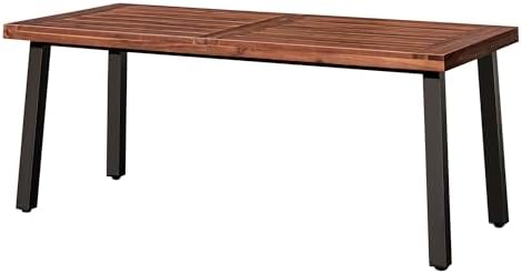 Devoko 6 Person Acacia Wood Dining Table for Kitchen, Walnut Brown