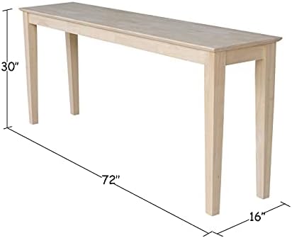 IC International Concepts Solid Wood Shaker Console Table, 48" Long
