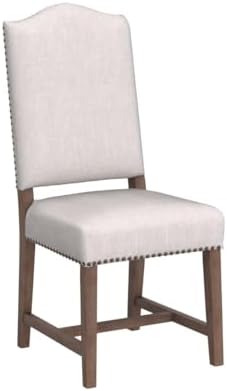 Shunzhi Farmhouse Upholstered Dining Chairs Set of 2 Mid Century Modern Dining Room Chairs Parson Linen Chairs Armless Kitchen Side Chairs with Wood Frame/High Back/Nailhead, Beige