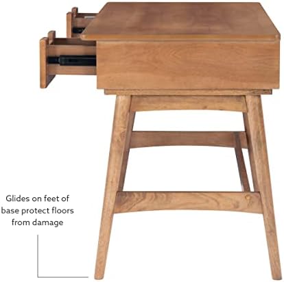 Dutton Natural Wood and Rattan Desk by Linon