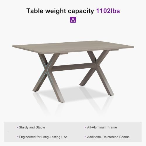 PURPLE LEAF Outdoor Dining Set for 6 with Cushions PE Rattan Champagne