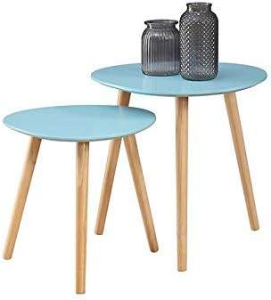 Convenience Concepts Oslo Nesting End Tables, Sea Foam / Light Oak