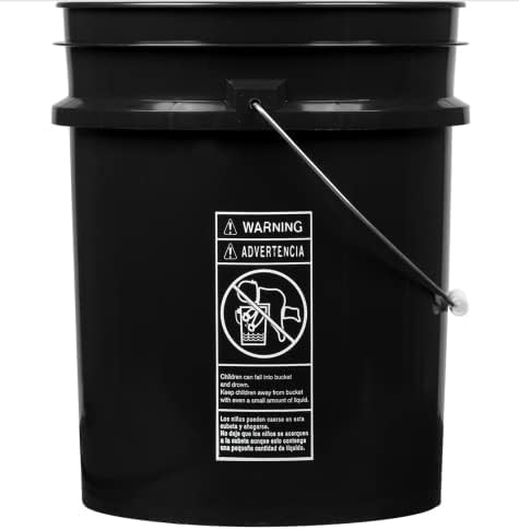 House Naturals 5 Gallon Plastic Black Bucket Pail Food Grade BPA Free Made in...