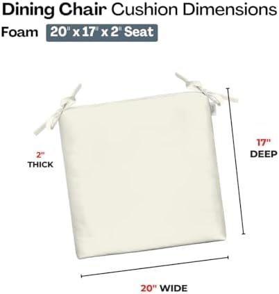 RSH DECOR Sunbrella Foam Chair Cushions Set of 2 | 20x17x2 |All-Weather Recta...