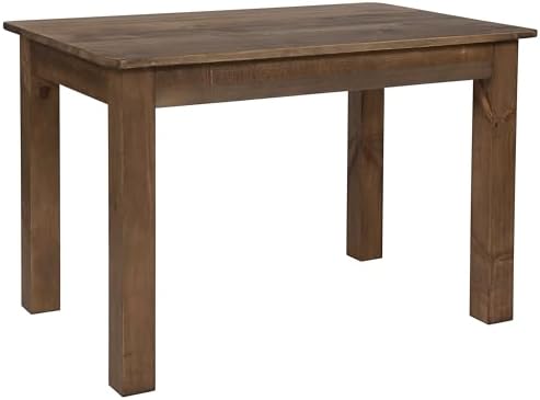 Merrick Lane Jessamine 46" x 30" Rectangular Rustic Solid Pine Farm Dining Table, Antique Farmhouse Wooden Dining Table for Kitchens and Parties, Antique Rustic