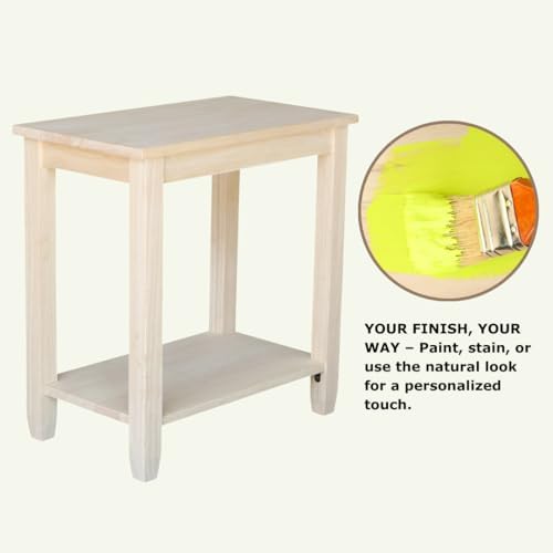 IC International Concepts Solano Solid Wood Accent Table, Unfinished