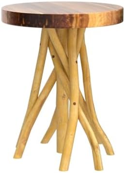 WELLAND Solid Teak End Table, Stick Leg Accent Table, 16" L x 16" W x 20" H