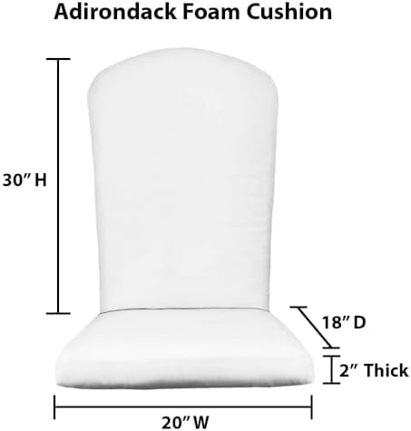 RSH Décor Set of 2 Sunbrella Foam Adirondack Chair Cushions | 48” x 20” x 2” ...