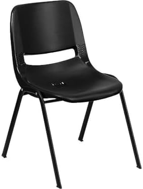 Flash Furniture HERCULES Series 880 lb. Capacity Black Ergonomic Shell Stack ...