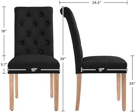 Yaheetech Dining Chairs Set of 6 Modern Upholstered Parson Chairs Black