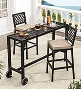 YITAHOME 55" Outdoor Bar Table with Wheels