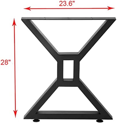 KaKaBB Metal Desk Legs 28 inch, Heavy Duty Industrial Table Legs with Adjustable Protector Feet, DIY Modern Cast Iron Furniture Legs Set of 2 (28", Black)