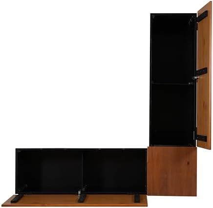 Linon Harris Black and Walnut Backless Kitchen Dining Nook with Hidden Storage Bench Space