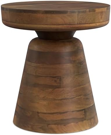 SIMPLIHOME Robbie 16" Wide Solid Wood Rectangular End Table in Walnut Brown