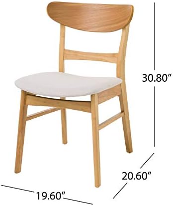 Christopher Knight Home Idalia Dining Chairs, 2-Pcs Set, Light Beige / Oak Finish