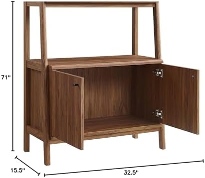 Modway 33" Bookshelf Display Case in Walnut