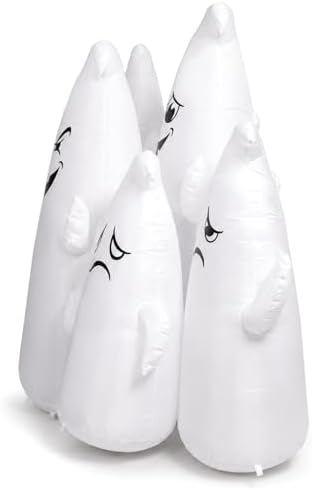 8FT Long Halloween Inflatable 6 Cute Ghosts, LED Yard Decoration