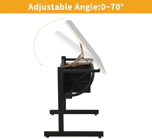 Adjustable Drawing Table with 3 Drawers & Stool, for Art & Work