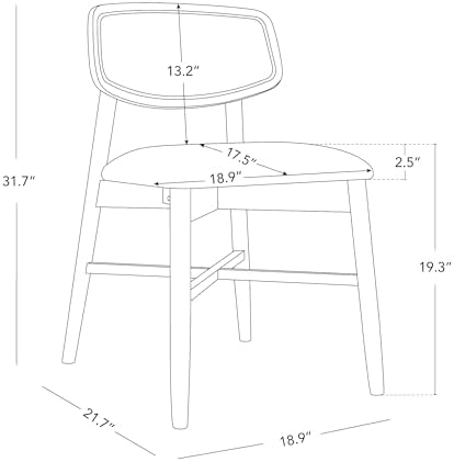 CHITA Wooden Dining Chairs Set of 4, Upholstered Seat, Walnut
