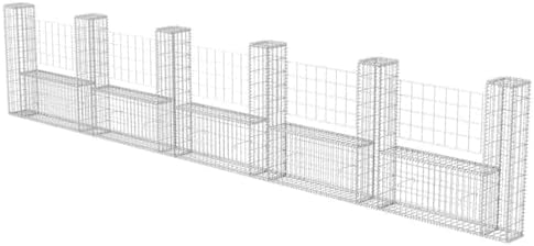 vidaXL Gabion Basket U-Shape Steel 224.4"x7.9"x39.4" Patio Wal...