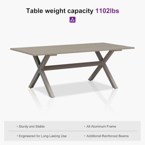 PURPLE LEAF Outdoor Dining Set for 8 with Cushions PE Rattan Champagne