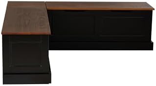 Linon Harris Black and Walnut Backless Kitchen Dining Nook with Hidden Storage Bench Space
