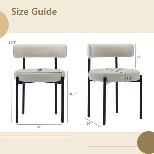 Modern Dining Chairs Set of 6, Faux Leather, Beige Grey