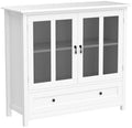 RASOO White Modern Buffet Cabinet with Double Glass Doors