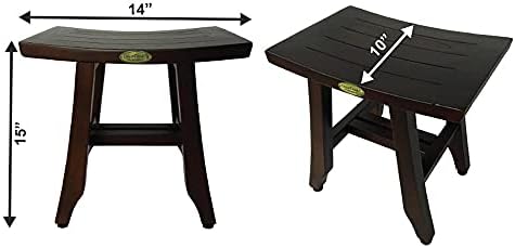 DecoTeak Satori 14" Teak Shower Shaving Foot Rest with Adjustable Feet