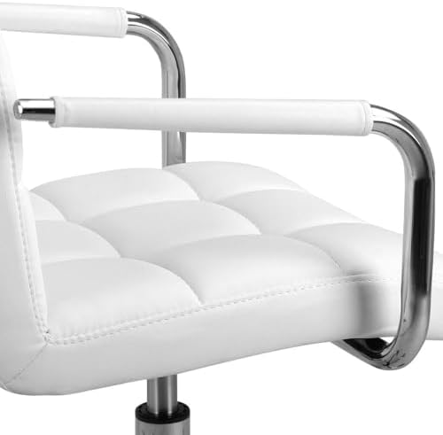 Yaheetech 2PCS Mid-Back Office Chair on Wheels, Quilted PU Swivel Armchair