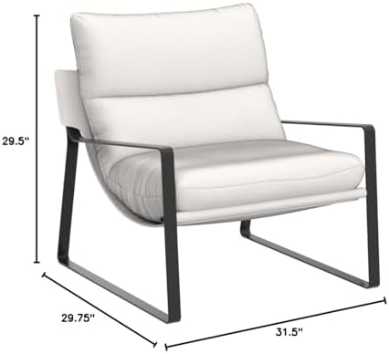 LukeAlon Set of 2 Modern Chenille Accent Armchair, White