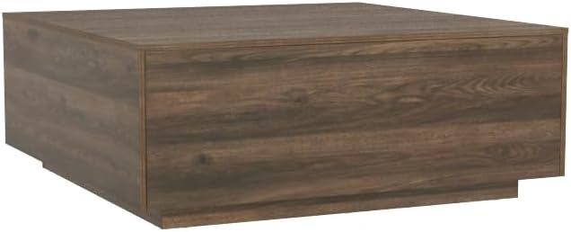 43 Inch Large Square Coffee Table with Storage,Wooden Coffee Table((Walnut)