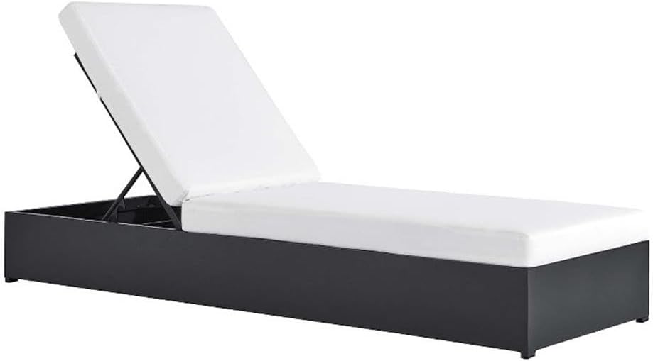 Modway Tahoe Aluminum Outdoor Chaise Lounge in Gray White with Weather-Resist...