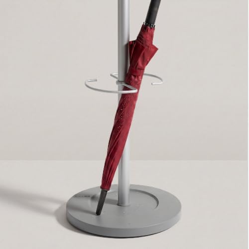 Alba Wavy Coat Tree, 6 Coat Hangers, 2 Knobs, 4 Hooks and Umbrella Stand with...