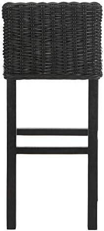SAFAVIEH Cypress Barstool Wood Bar Stool, 29.72" Seat Black FOX6502C