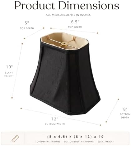Royal Designs, Inc. BSO-710-12BLK/GL-2 Rectangle Cut Corner Basic Lamp Shade,...