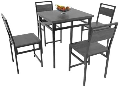 KEIKI 5-Piece Kitchen Dinner Table Set for 4 Dining with Storage, Grey